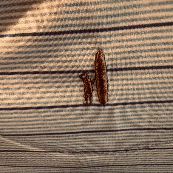 Johnnie O Polo Shirt Size Large Performance Light Blue Striped Short Sleeve - Picture 4 of 9